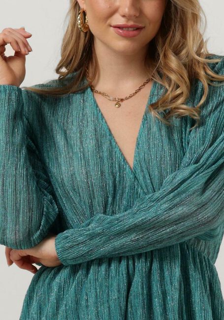 ALIX THE LABEL Mini robe LADIES KNITTED LUREX DRESS en vert - large