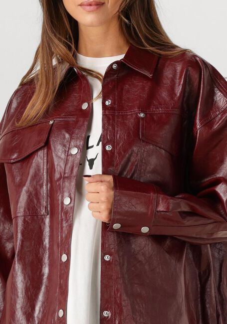 Bordeaux ALIX THE LABEL  FAUX LEATHER BLOUSE - large