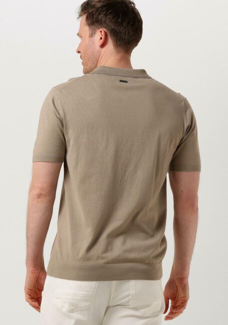 Taupe PURE PATH Polo KNITTED SHOTSLEEVE POLO HALF ZIP WITH CHEST EMBROIDERY - large