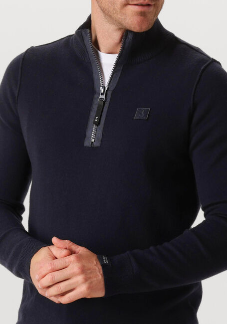 Blauwe BUTCHER OF BLUE Trui CLIFDEN HALFZIP - large