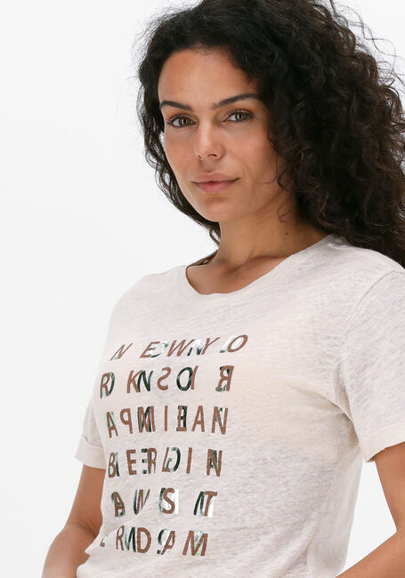 Beige SUMMUM T-shirt TEE CITY ARTWORK LINEN JERSEY - large