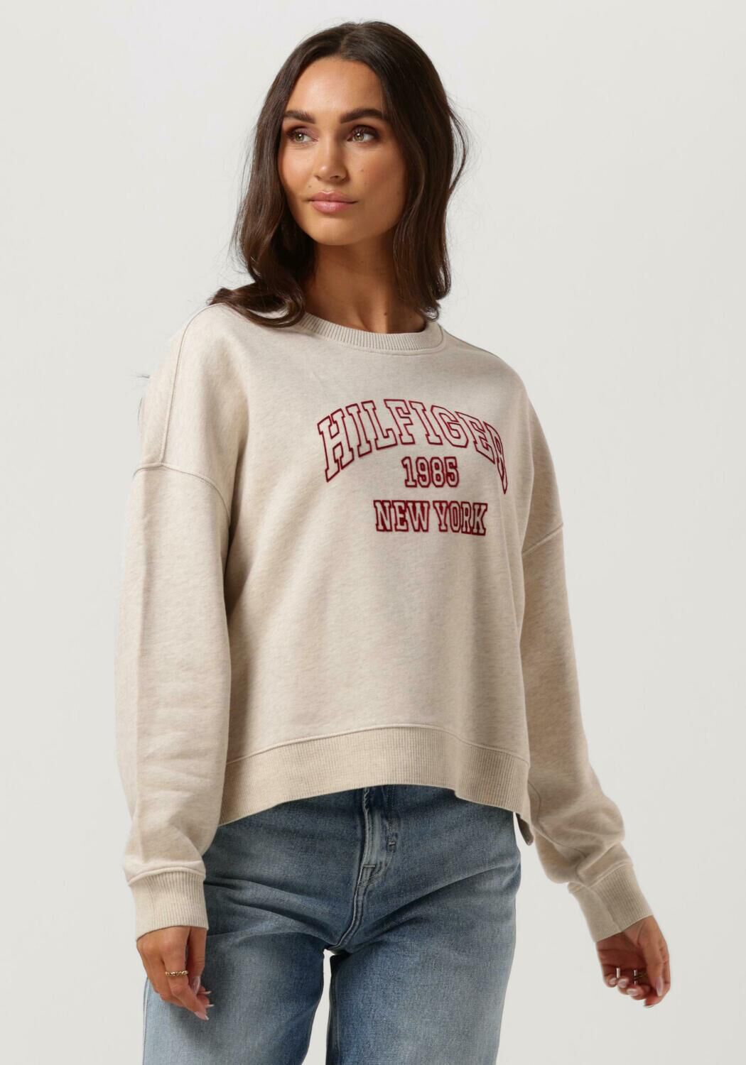 Beige TOMMY HILFIGER Trui RLX VARSITY OPEN NK SWEATSHIRT Omoda