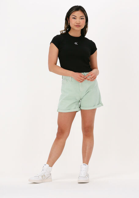 CALVIN KLEIN T-shirt CK RIB CROPPED SLIM TEE en noir - large