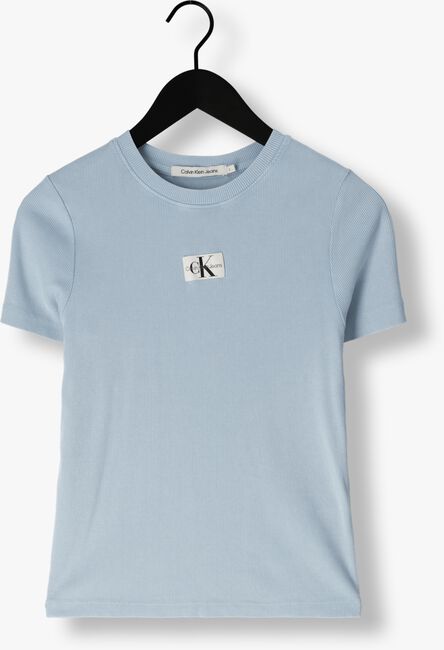 CALVIN KLEIN T-shirt LABEL WASHED RIB SLIM TEE Bleu clair - large