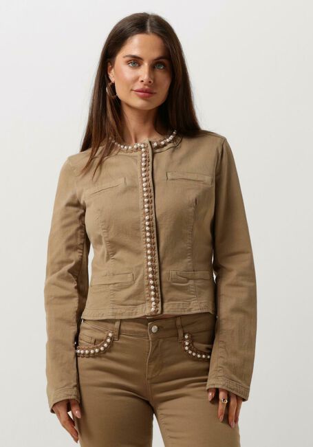 Beige LIU JO Jack DRILL STRETCH MIX JACKET - large