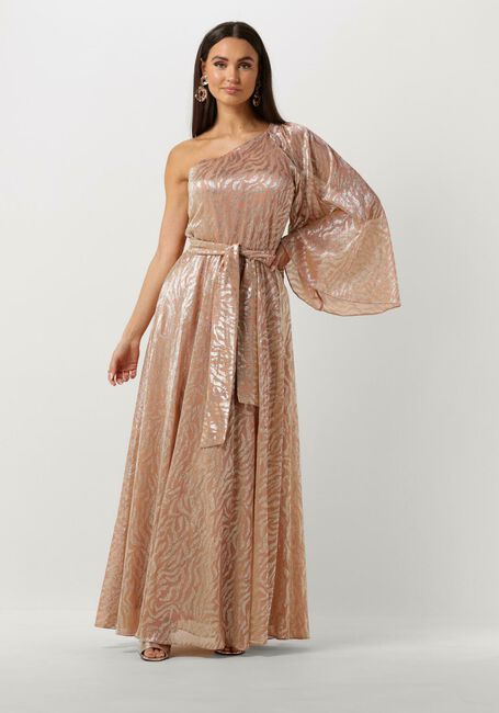 ACCESS Robe maxi SHIMMERY ONE-SHOULDER ANIMAL PRINT en rose - large