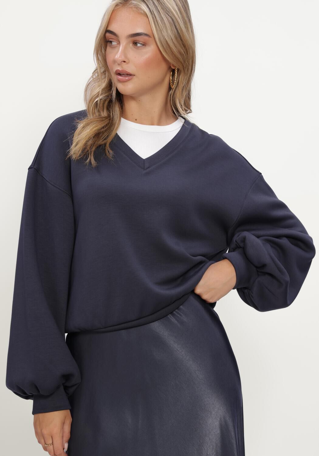Donkerblauwe MSCH COPENHAGEN Trui MSCHBRIONNA IMA Q V SWEATSHIRT - large