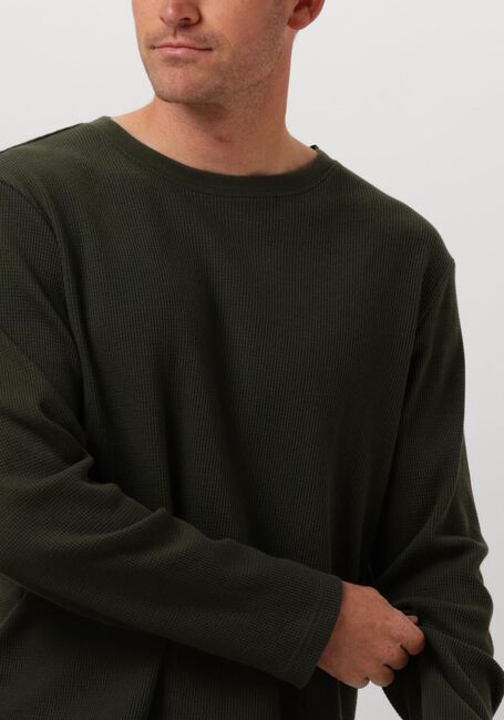 ANERKJENDT AKKIKKI L/S WAFFLE TEE Polos & T-Shirts Vert foncé - large