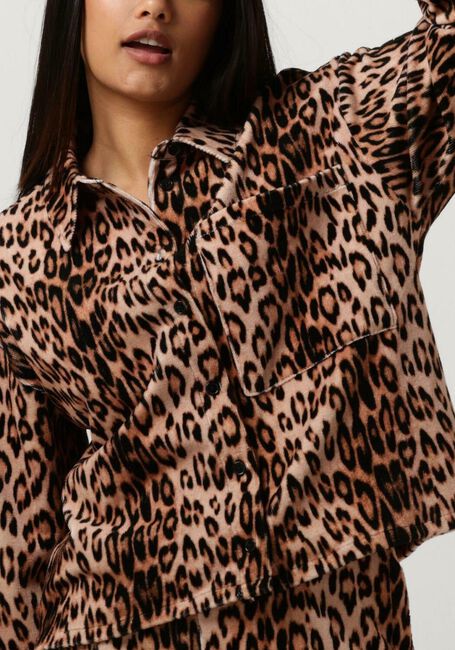 Bruine ALIX THE LABEL  LADIES WOVEN LEOPARD VELVET BLOUSE - large