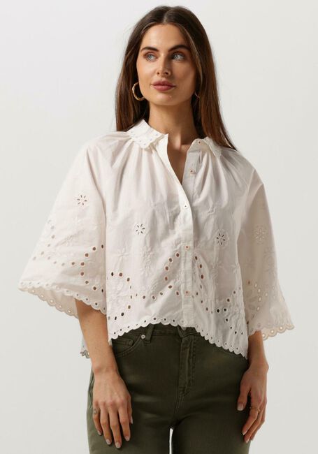 SCOTCH & SODA CROP SHIRT WITH BRODERIE ANGLAISE IN ORGANIC COTTON Blouses en blanc - large