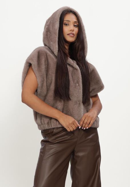 Taupe STUDIO AR Faux fur jas OLENA FAUX MINK - large