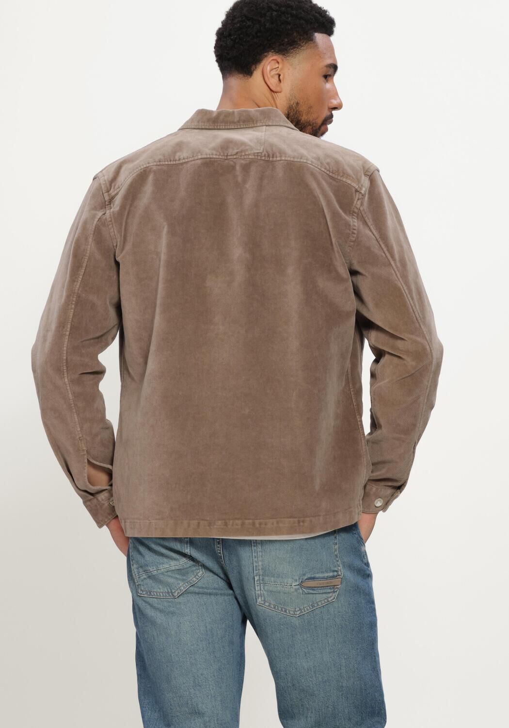 CAST IRON Surchemise LONG SLEEVE SHIRT VELVET GARMENT DYE en taupe - large