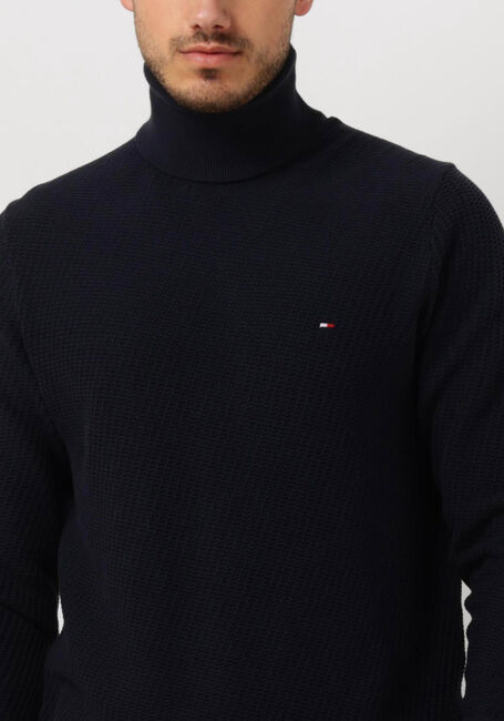 TOMMY HILFIGER Col roulé RECTANGULAR STRUCTURE ROLL NK Bleu foncé - large