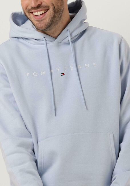 Lichtblauwe TOMMY JEANS Trui TJM REG LINEAR LOGO HOODIE EXT - large