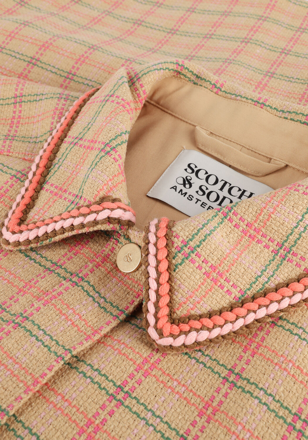 SCOTCH & SODA Jack BASKET WEAVE SHIRT JACKET IN CHECK en orange - large