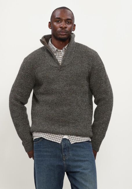 BARBOUR Pull NEW TYNE HALF ZIP KNITTED JUMPER Gris fonc&eacute; - large