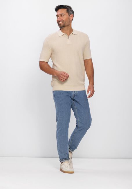 Beige SELECTED MEN Polo / T-shirt SLHCRAN SS KNIT STRUCTURE ZIP  POLO NOOS - large