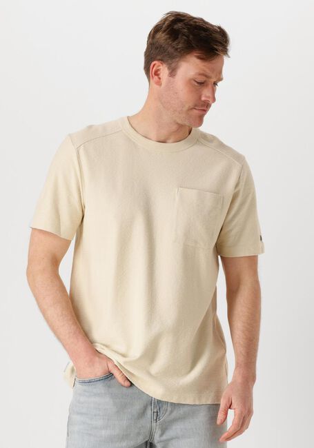 CAST IRON T-shirt SHORT SLEEVE R-NECK REGULAR FIT STRUCTURE COTTON en beige - large