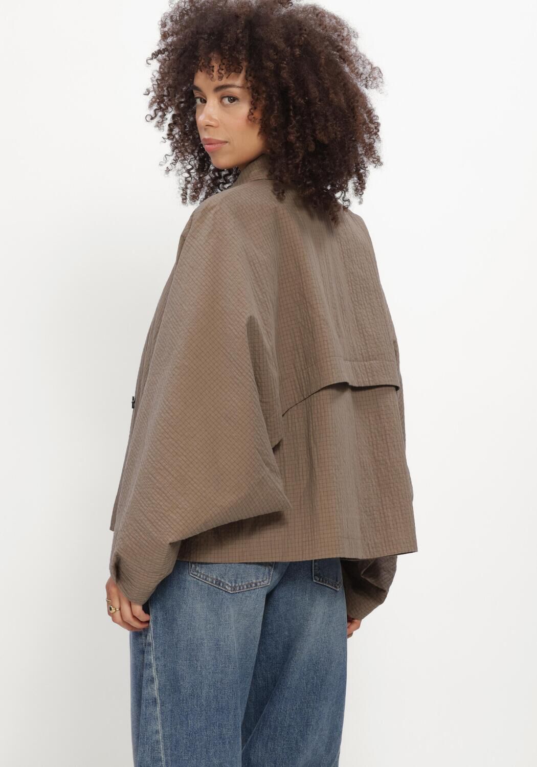 CATWALK JUNKIE Jack CHECK CAPE JACKET en taupe - large