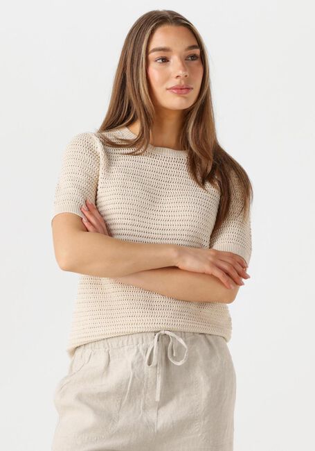 Ecru SELECTED FEMME T-shirt SLFVINNA SS STRUCTURE KNIT O-NECK - large