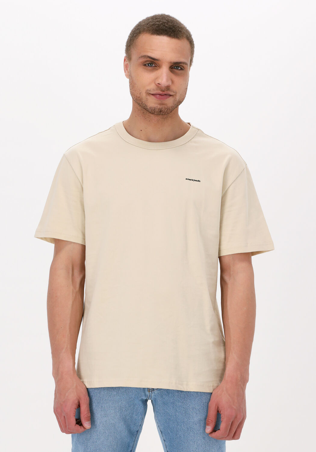 ANERKJENDT T shirt AKKIKKI RUBBER LOGO TEE en marron Omoda