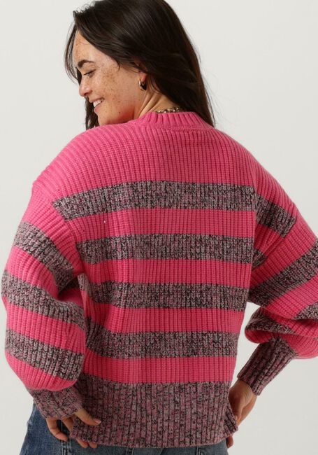 CO'COUTURE Pull ROW MELANGE STRIPE KNIT en rose - large