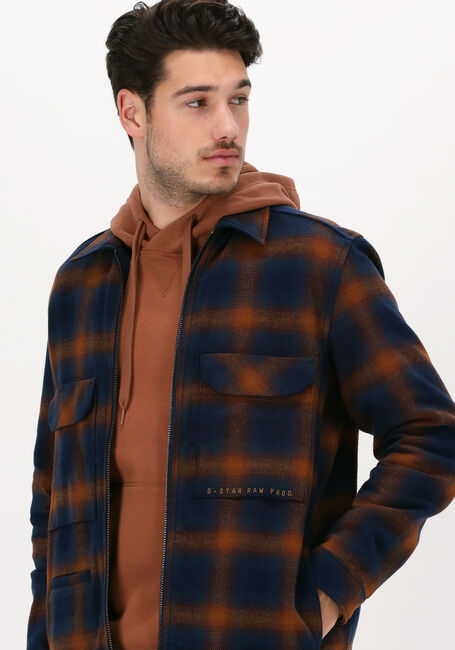 G-STAR RAW Surchemise CHECK ZIP REG OVERSHIRT Bleu foncé - large