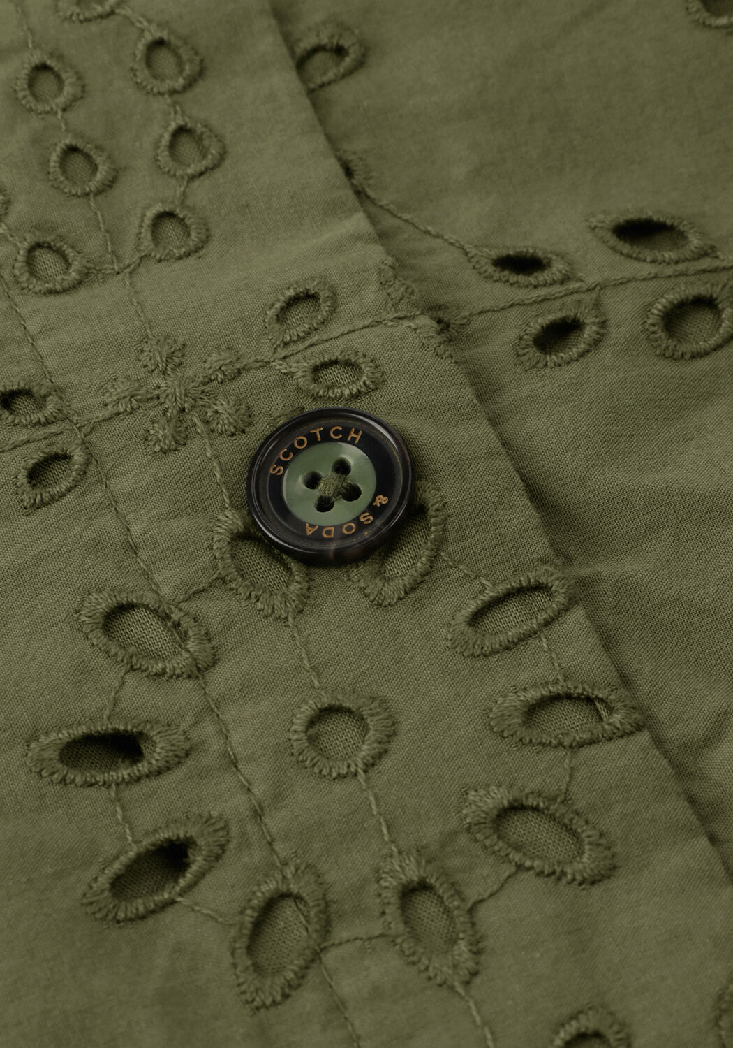 SCOTCH & SODA Mini robe PUFF SLEEVE COTTON MIDI DRESS Olive - large