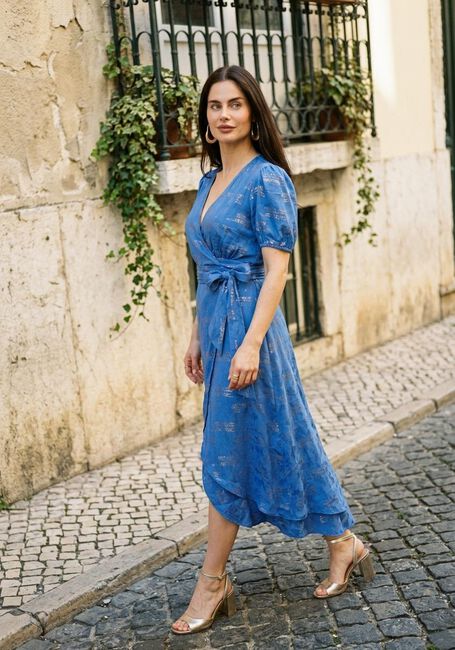 FREEBIRD Robe midi F-WV-JAC-FLOW-LUREX-26-1 en bleu - large