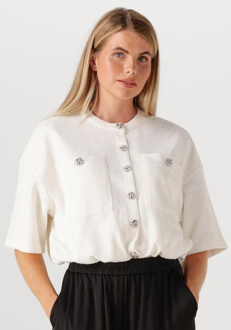 ALIX THE LABEL Gilet LADIES KNITTED BOUCLE CARDIGAN Crème - large