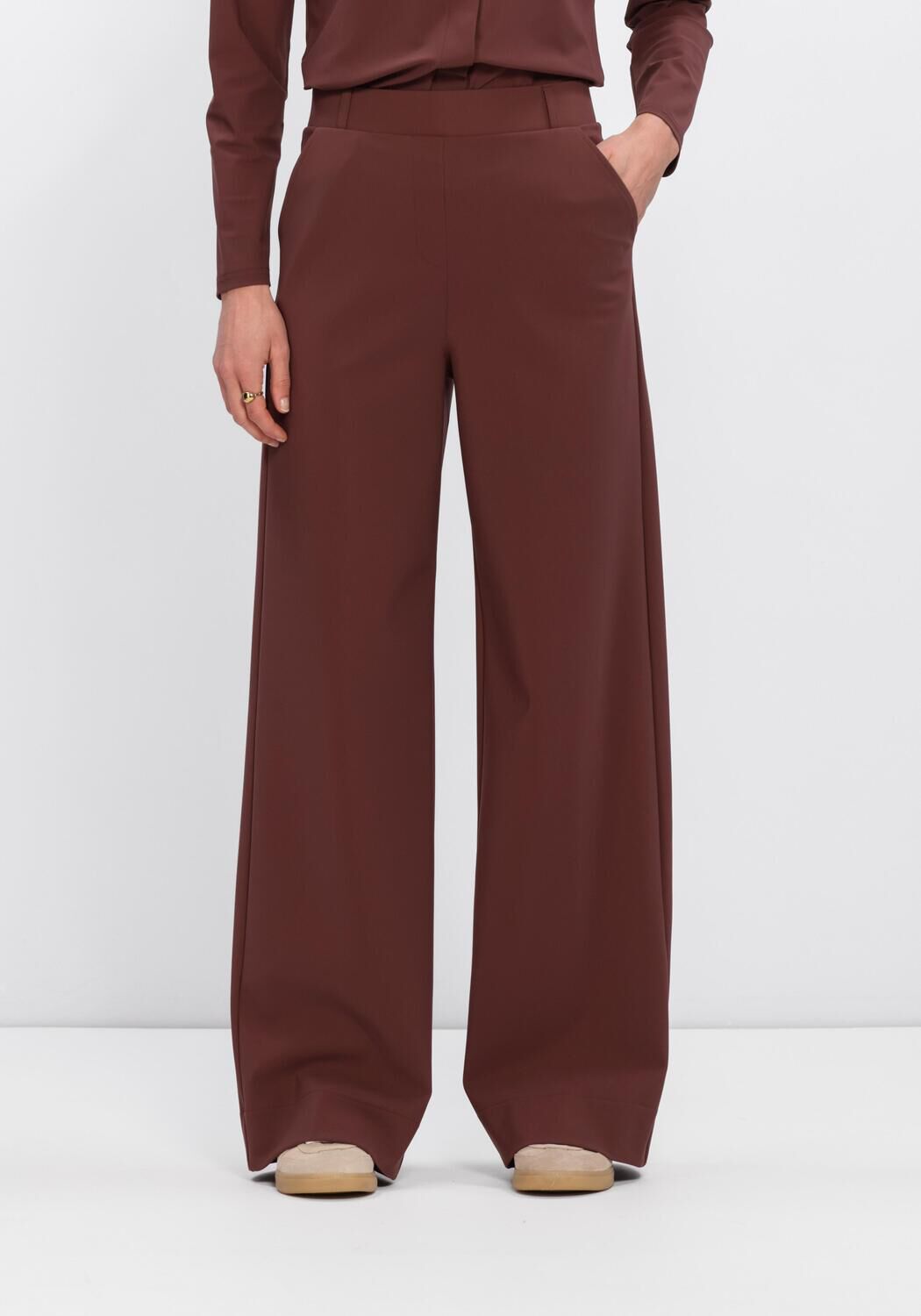 STUDIO ANNELOES Pantalon large LEXIE BONDED TROUSERS en marron - large