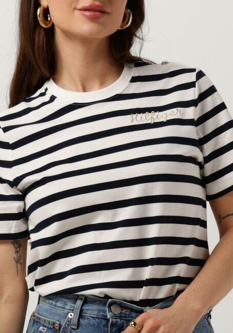 TOMMY HILFIGER T-shirt REG GOLD BUTTON C-NK SS en blanc - large