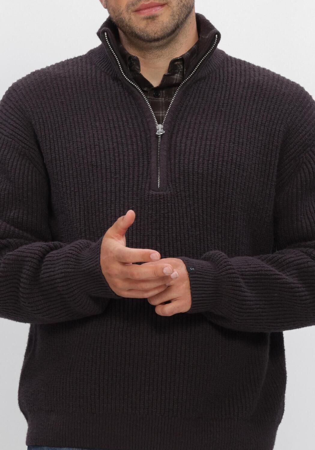 BUTCHER OF BLUE Pull MARKET HALF ZIP en marron - large