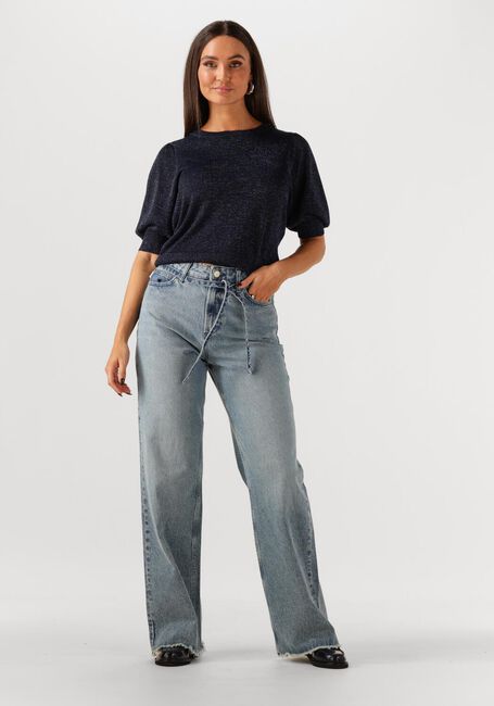 MINUS Pull LIVA PUFF SLEEVE METALLIC KNIT PULLOVER Bleu foncé - large