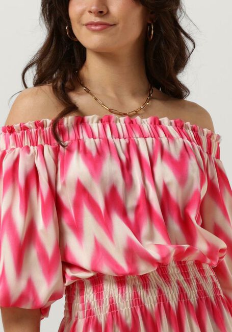 ACCESS Robe maxi OFF-THE-SHOULDERS GEOMETRICALLY PRINTED DRESS Fuchsia - large