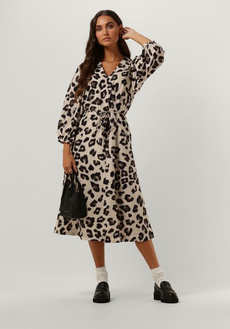 Beige MSCH COPENHAGEN Midi jurk MSCHMANISA TAILA 3 4 DRESS AOP - large