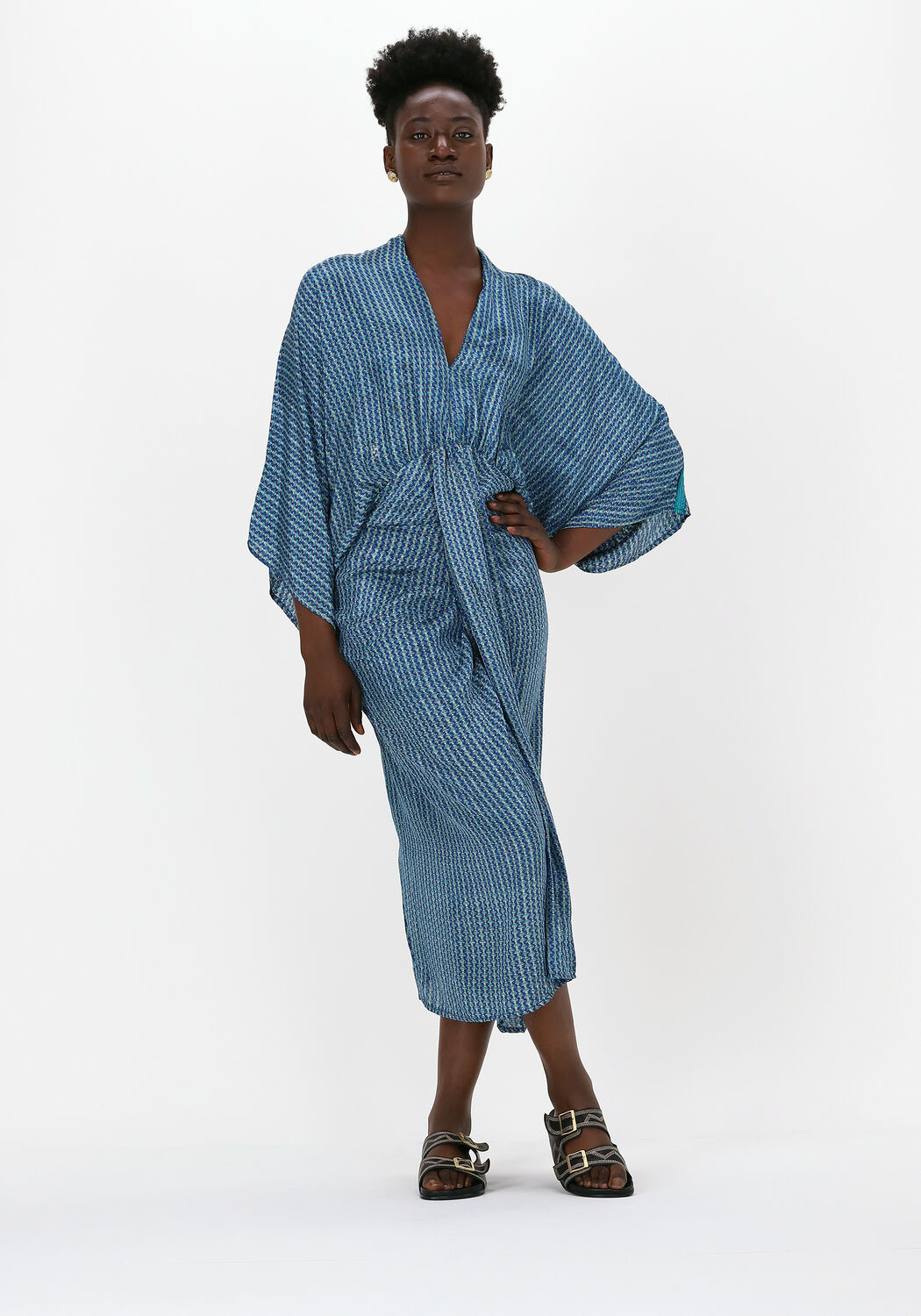 Blauwe SISSEL EDELBO Midi jurk JUNO DRESS Omoda