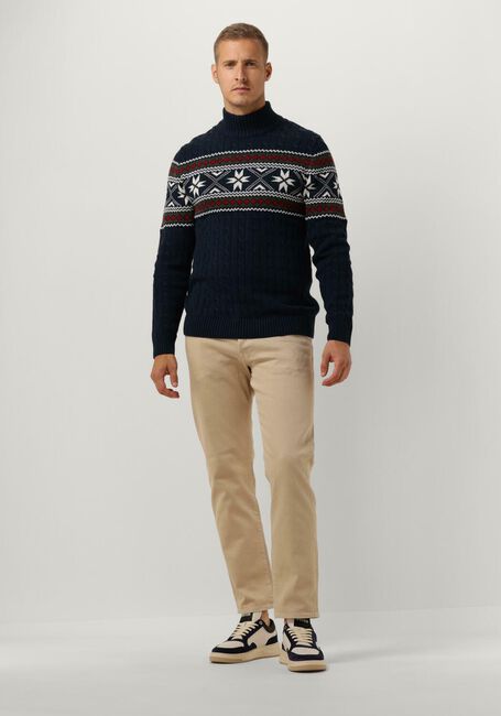 SELECTED MEN Col roulé SLHFLAKE LS KNIT CABLE HIGH NE Bleu foncé - large