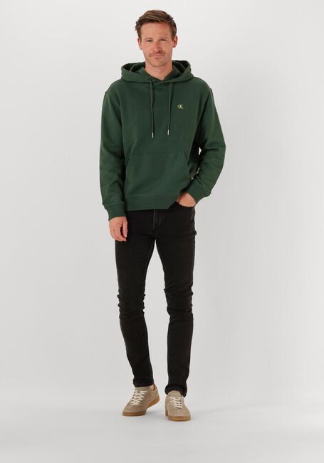 Donkergroene CALVIN KLEIN Sweater LS EU 350TERRY MONOGRAM HOODIE - large