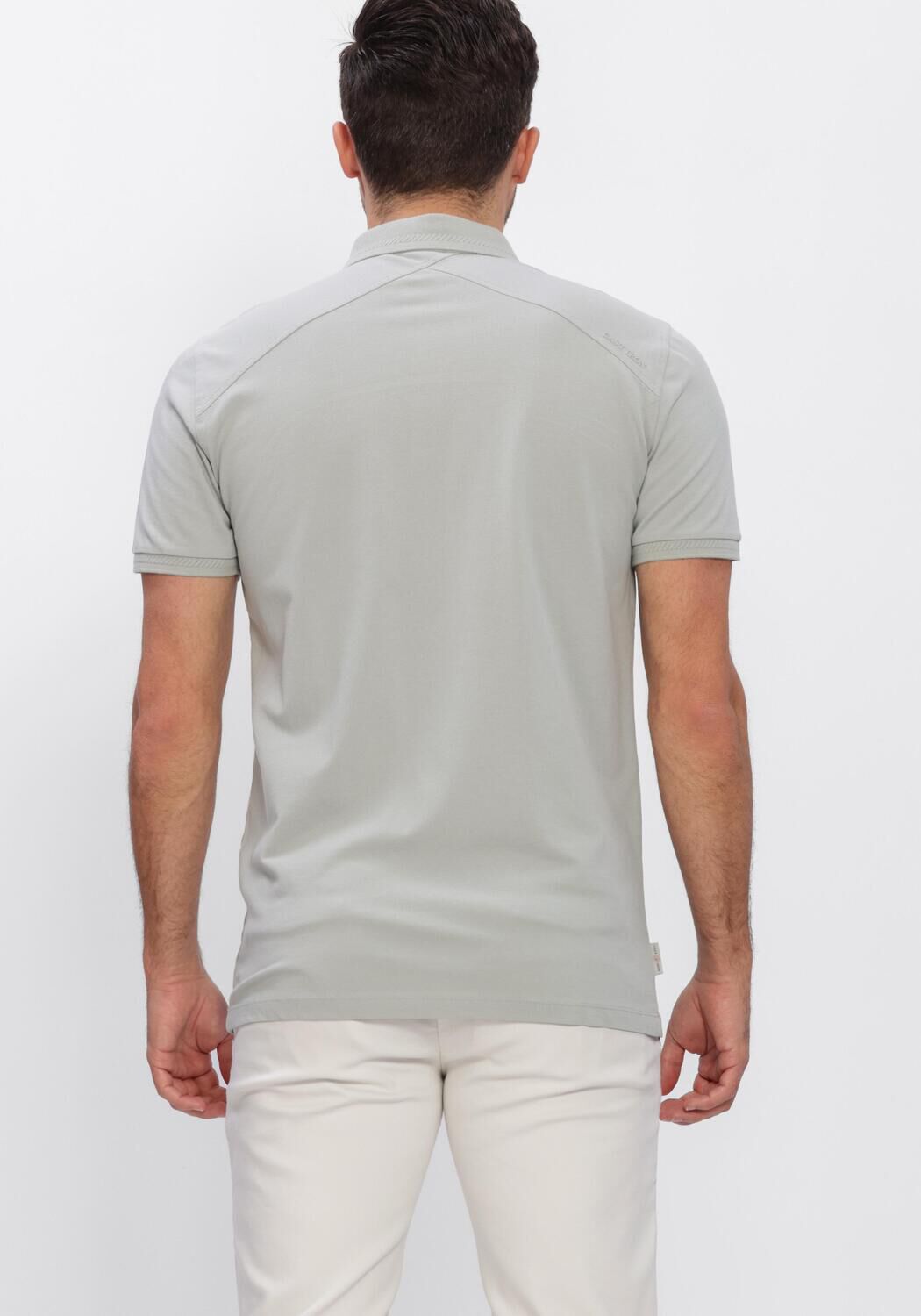 Lichtblauwe CAST IRON Polo SLIM FIT FINE PIQUE ESSENTIAL - large