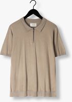 PURE PATH Polo KNITTED SHOTSLEEVE POLO HALF ZIP WITH CHEST EMBROIDERY en taupe