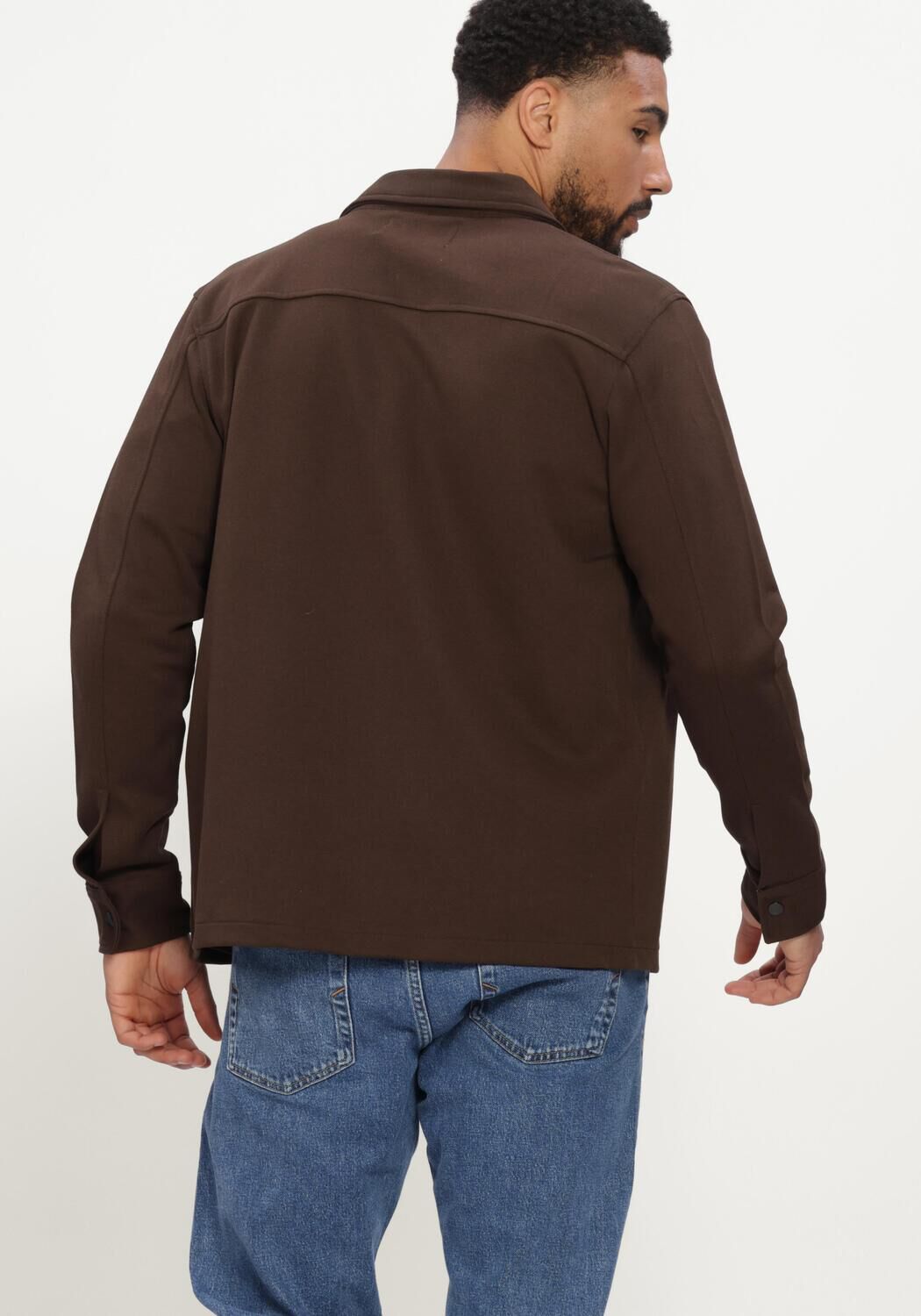 Bruine SELECTED MEN Overshirt SLHJACKIE SWEAT JACKET NOOS - large