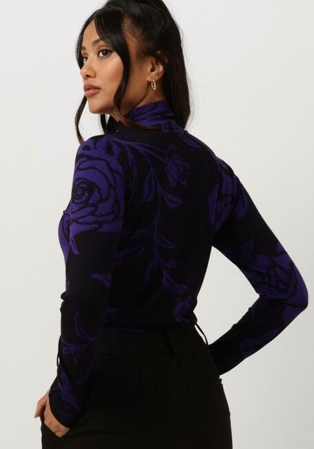 Paarse JANSEN AMSTERDAM Tops & T-shirts VBF101 JERSEY PRINT TOP WITH WRINKLING AT TURTLE NECK - large