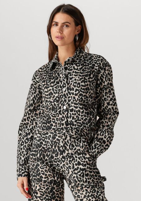 Bruine COLOURFUL REBEL  OLLE LEOPARD CROPPED DENIM BLOUSE - large