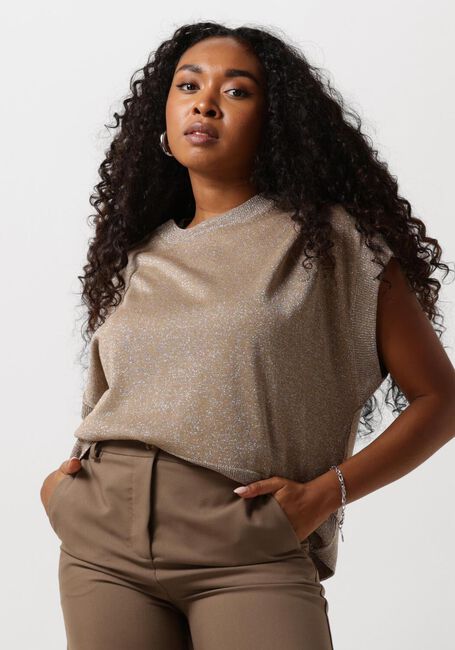 SUMMUM Haut OVERSIZED SLEEVELESS SWEATER SHIMMERING LUREX KNIT en marron - large