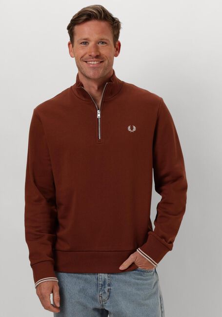 FRED PERRY Chandail HALF ZIP SWEATSHIRT en marron - large