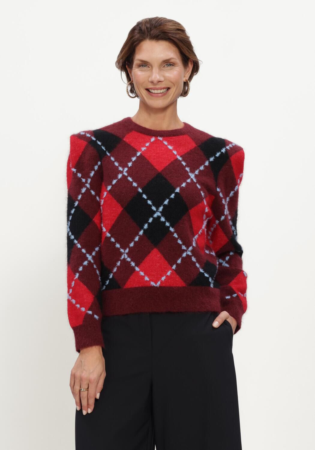 Rode STUDIO ANNELOES Trui Arly argyle pullover - large