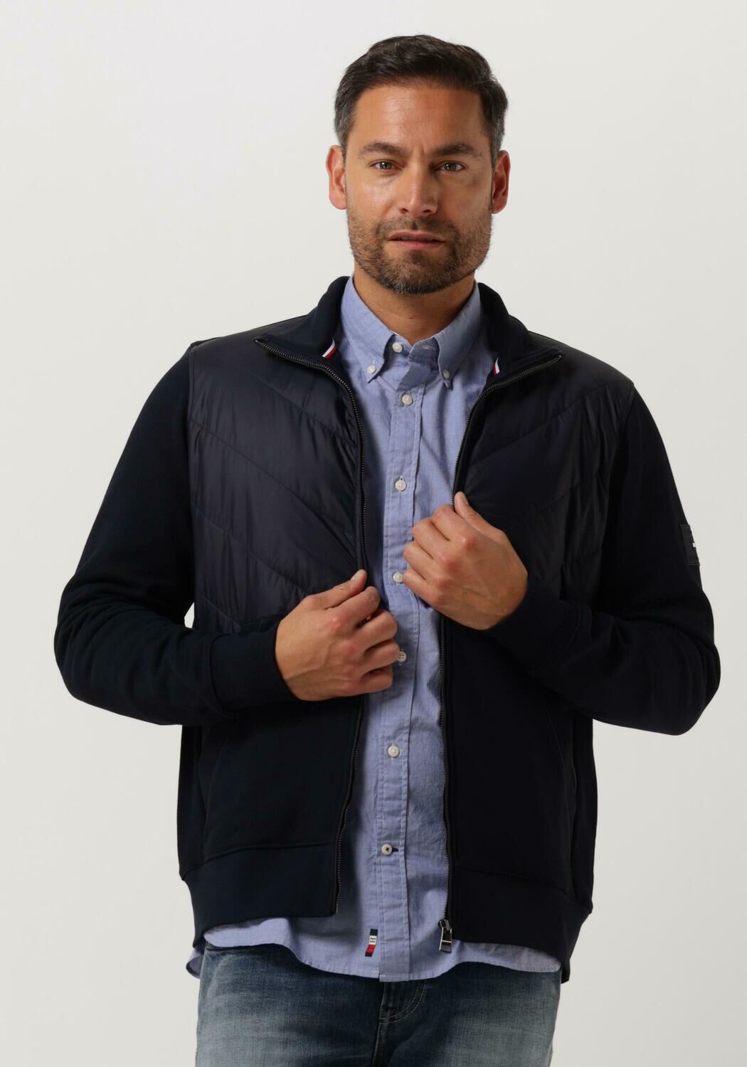 TOMMY HILFIGER Jack MIX MEDIA CHEVRON ZIP THROUGH Bleu fonc Omoda