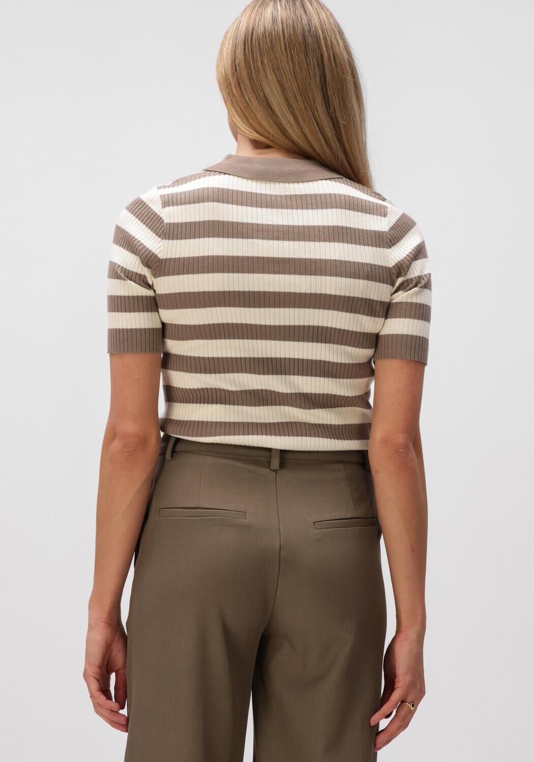 CO'COUTURE Pull BONNY STRIPE S/S POLO KNIT en marron - large