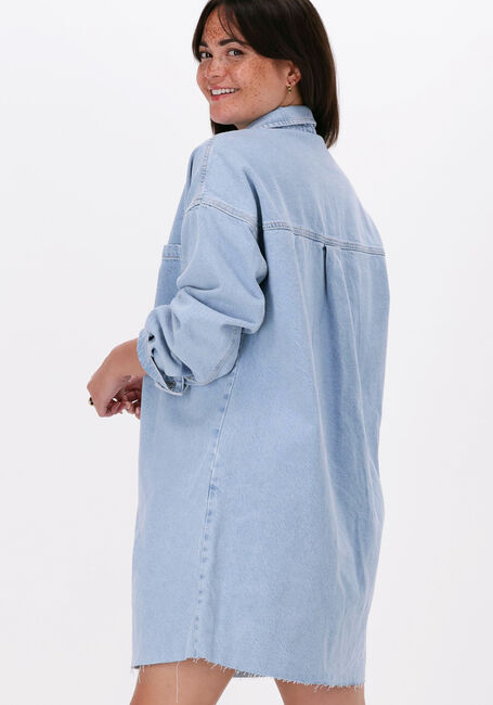 Blauwe NA-KD Mini jurk RAW EDGE DENIM DRESS - large